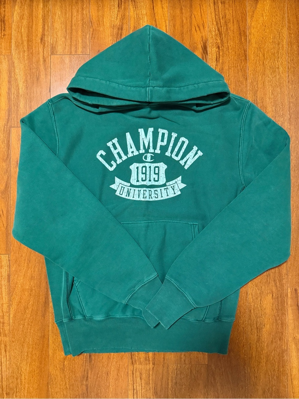 Champion Teal Green '1919 University' Crewneck Hoodie
